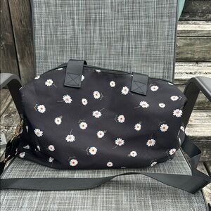 Black Floral Small Duffel Bag
